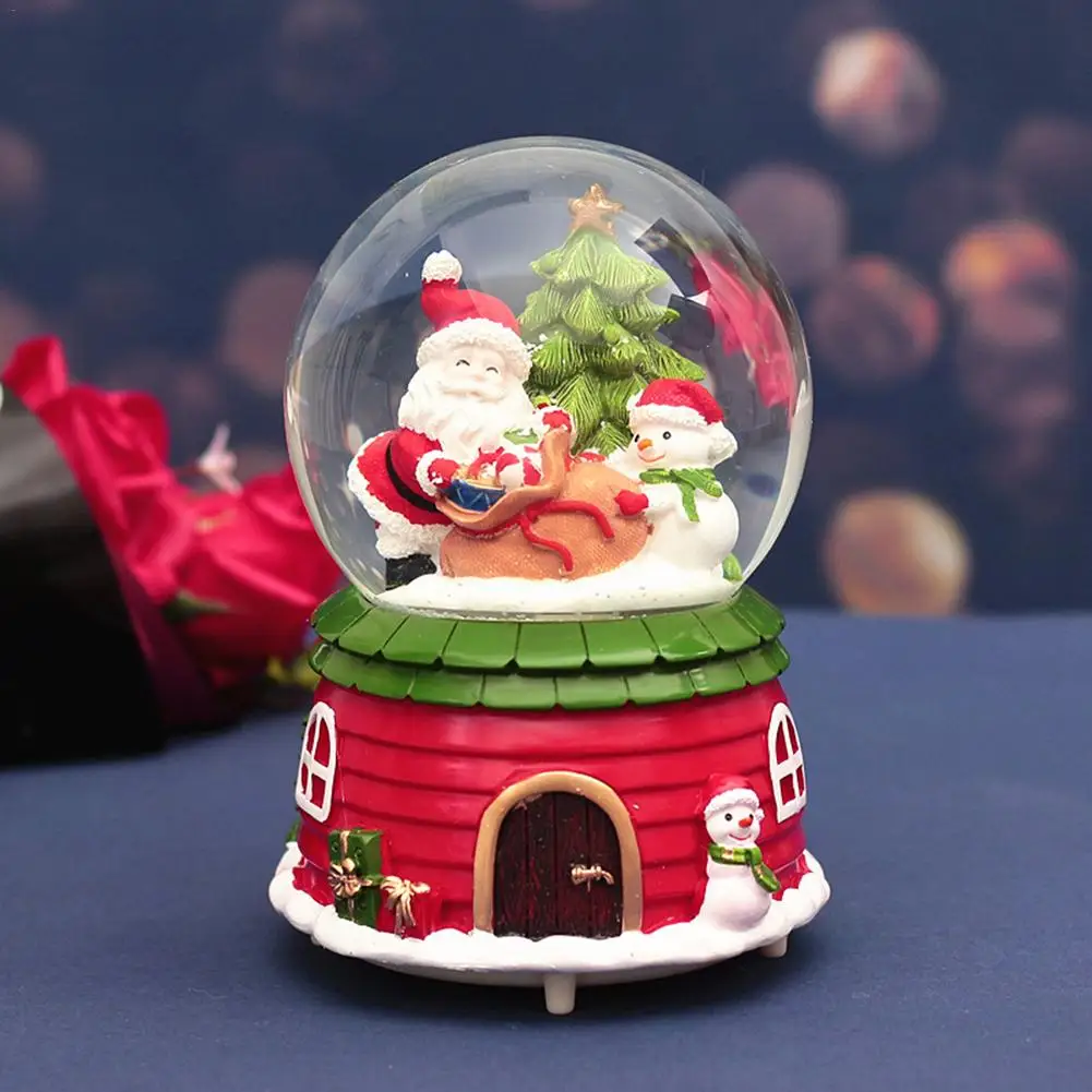 Санта Клаус хрустальный шар снеговик подарок студенческий подарок с подсветкой Музыкальная Коробка Санта Клаус музыкальная шкатулка снежный шар снег дрейфующий/в