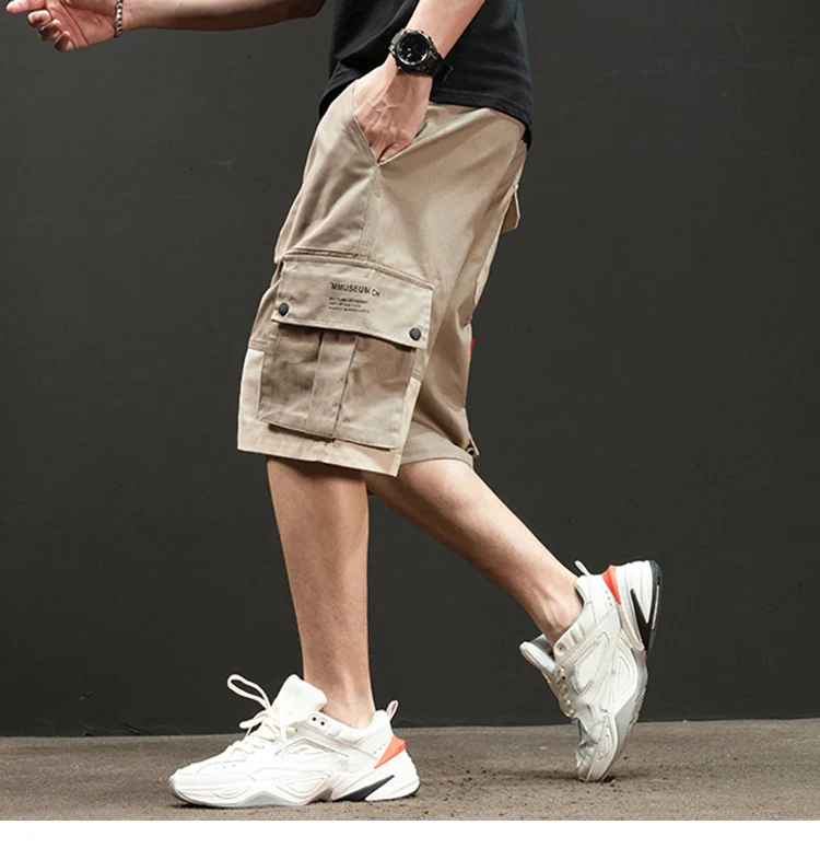 Мужские шорты-карго в стиле хип-хоп, уличная одежда, цветные шорты для бега в стиле Харадзюку, летние спортивные шорты в стиле хип-хоп с карманами из хлопка