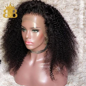 

13x4 Brazilian Remy Kinky Curly Bob Wig 150% Density Lace Front Human Hair Wigs For Women Natural Black Pre Plucked BIB