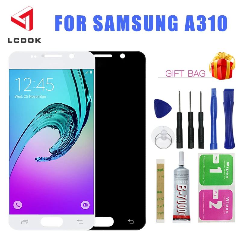 Скидка Яркость Регулируемый ЖК дисплей для samsung Galaxy A3 2016 A310 A310F A310H ЖК дисплей кодирующий преобразователь сенсорного экрана в сборе части панели
