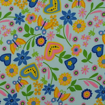 

1 yard Polyester/PVC coated Waterproof Fabric for bag, handmaking, Flowers and heart (width=140cm)