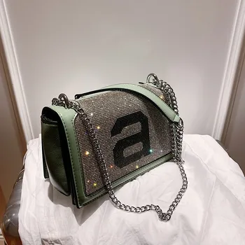 

Luxury Fashion Small Square Bags for Women Diamonds Decoration Messenger Bags Classic Chain Shoulder Crossbody Bags Louis Brand