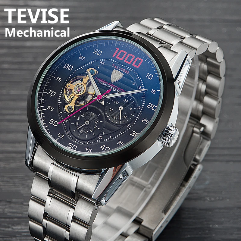 

TEVISE Automatic Watch Men's Watches Tourbillon Mechanical Skeleton Wristwatch Men Self-Wind Waterproof Relogio Masculino 2019