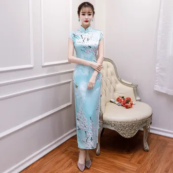 

Chinese Traditional Woman Cheongsam Wedding Floral Retro Dress Women Silk Satin Elegant Qipao Vintage Slim Dresses for Female