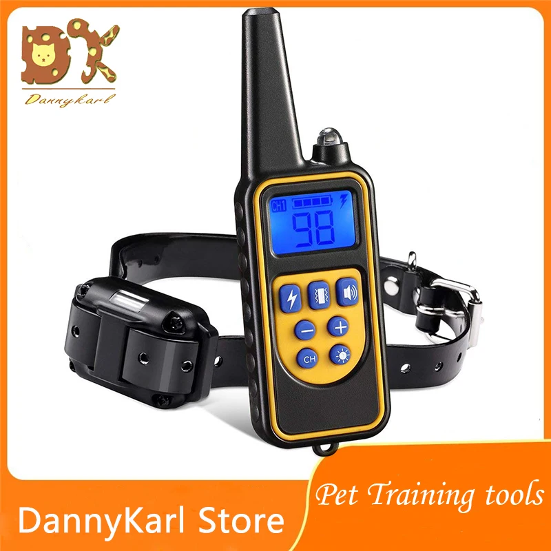 

DannyKarl Pet Electric Dog Training Collar Pet Remote Control Waterproof Rechargeable LCD Display All Size Bark-stop 800m Collar