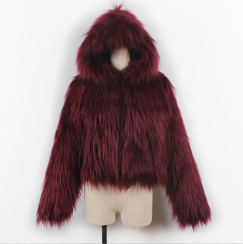 Модные короткие пальто с искусственным мехом на осень-зиму Новая модная куртка-пальто из искусственного меха с длинными волосами куртка женская с капюшоном короткие женские пальто