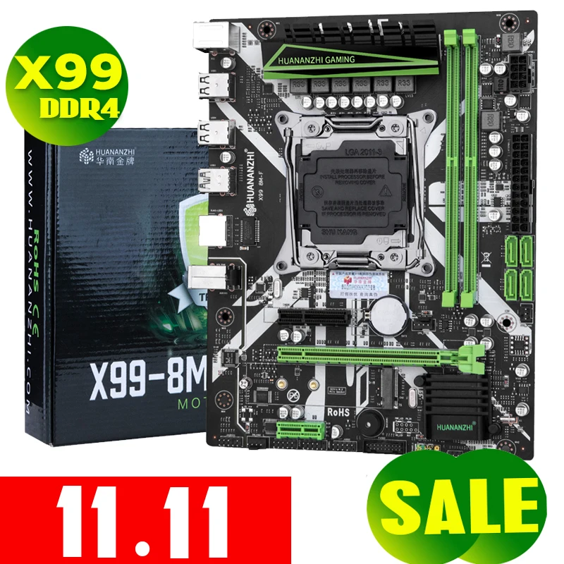 HUANANZHI X99 8M F материнская плата слот LGA2011 3 USB3.0 NVME M.2 SSD Поддержка DDR4 ECC REG памяти и