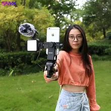 Sanyk estabilizador handheld do telefone móvel com luz de preenchimento do microfone apropriado para a fotografia de vídeo de vlog
