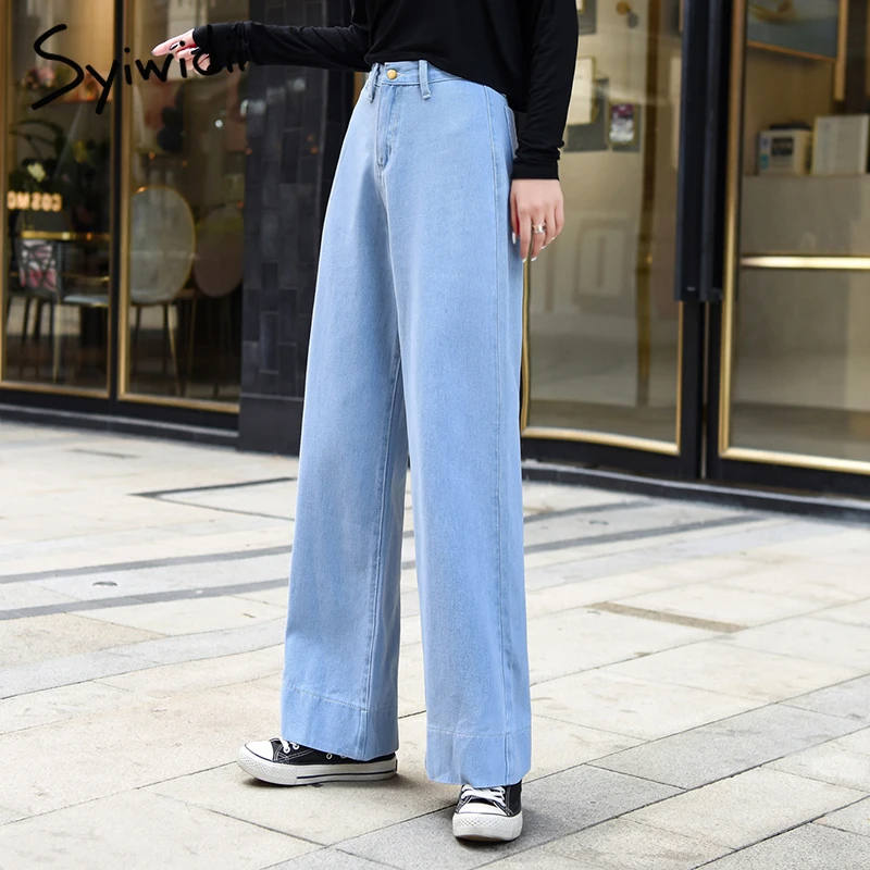 Vintage high waist jeans woman Full Length demin pants trousers Washed plus size jeans Straight blue fashion winter autumn new
