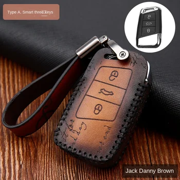 

For VW-v Volkswagen-v Skoda-s Superb Magotan Passat B8 A7 Golf Smart Key Car Key Case Retro Cover Fob Keychain Accessories