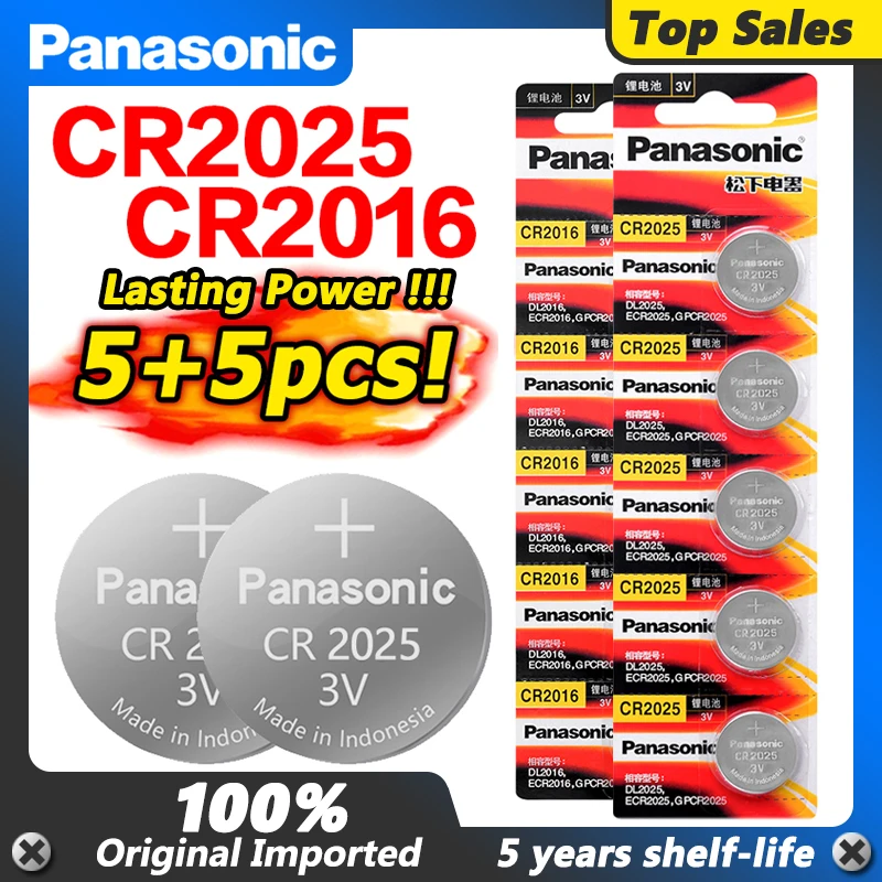 Батарейки PANASONIC cr 2016 cr2016 + 5 шт. пуговицы 3 в для электронных игрушек оригинальные