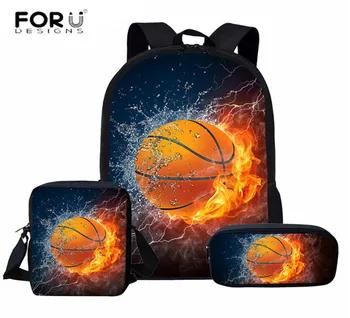 

FORUDESIGNS Kids Backpack Boys Basketball Print Junior School Bags for Teenage Back Pack Children Daypack mochila escolar