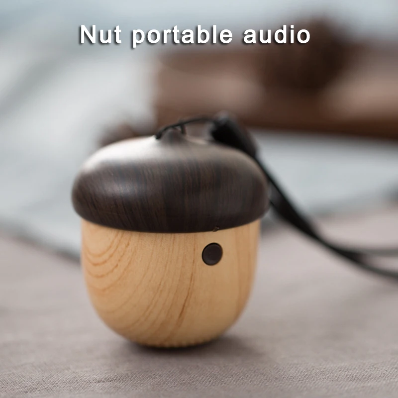 

J2 Wooden Nut Wireless Mini Bluetooth Speaker Stereo Sound Bag Pendant AS99