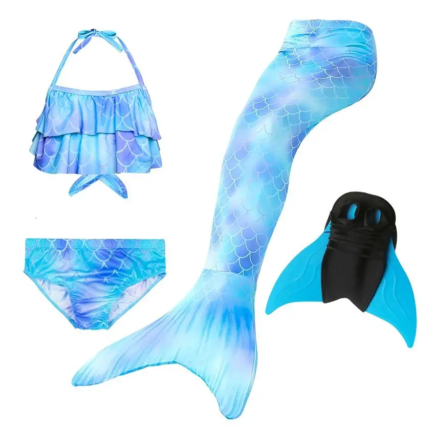 1JH99 with fin Платье русалки для девочек; шорты; купальный костюм; Детский костюм для костюмированной вечеринки; платье русалки; одежда для плавания; костюм-Флиппер - Цвет: 1JH99 with fin