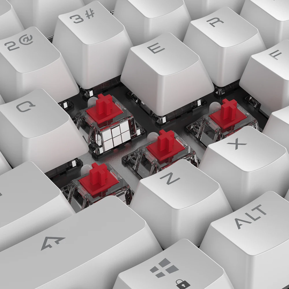GameSir GK300 White Wireless Mechanical Gaming Keyboard 104 TTC Red Switches For Windows/ macOS/iOS