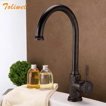 

Oil Rubbed Bronze ORB Black Brass Kitchen Faucet Mixer Tap Swivel Spout Cold Hot Water brass polished Bathroom Sink faucet
