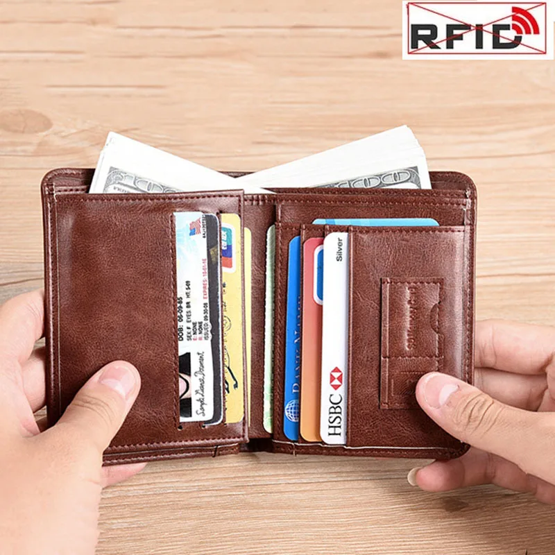 Wallet For Men Short Term Business Money Clip PU Leather Double Fold Pursey  Light Luxury Open Card Holders Billeteras De Hombre - AliExpress