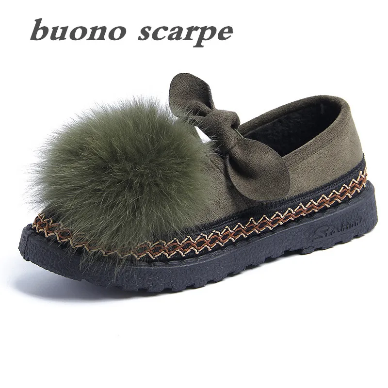 

2019 new winter fox hair with wool warm and comfortable beanie shoes thick soled cotton shoes