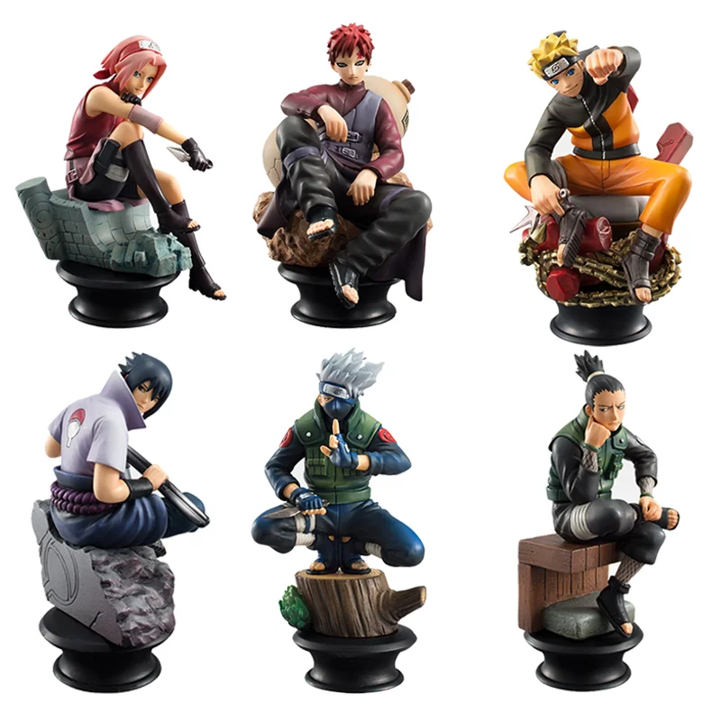 6 Teile/satz Naruto Shippuden Anime Modell Puppen Figur Sasuke Gaara Kakashi Haruno Sakura Action-figuren Schach Statue Sammeln | Игрушки и