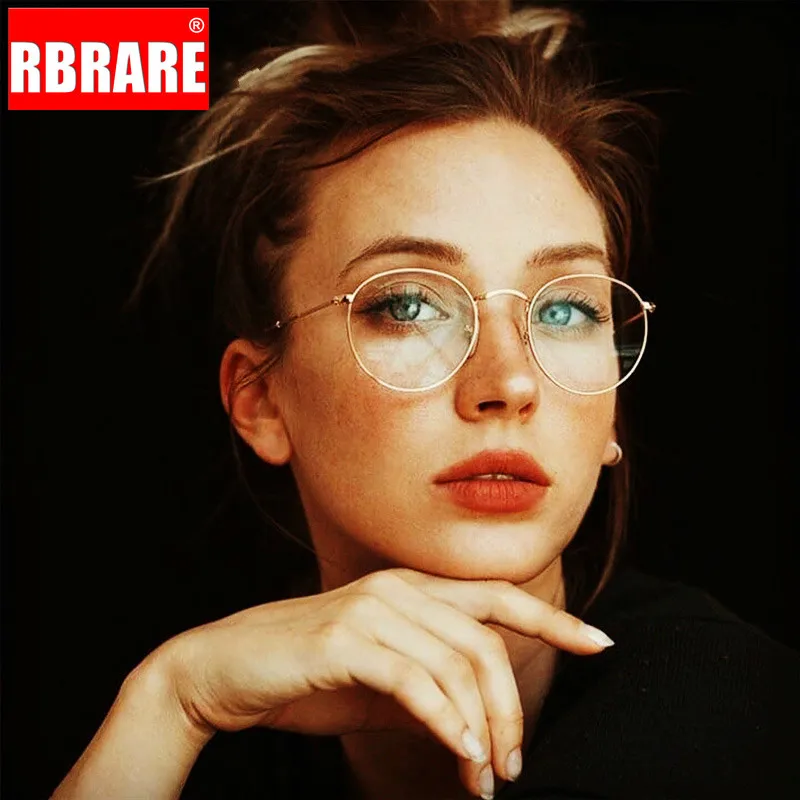 

RBRARE Classic Round Glasses Frame Women Men Vintage Retro Clear Eyeglasses For Female Metal Frame Eyewear Oculos Clear Glasses