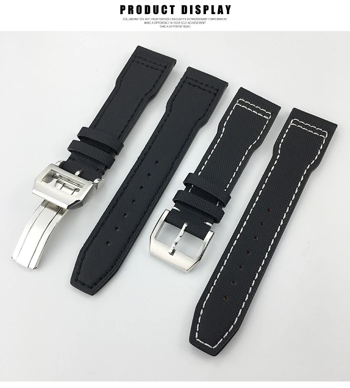 20 мм 21 мм 22 мм черный нейлоновый кожаный ремешок для часов тканевый ремешок для часов подходит для IWC PILOT PORTUGIESER Mark часы серии