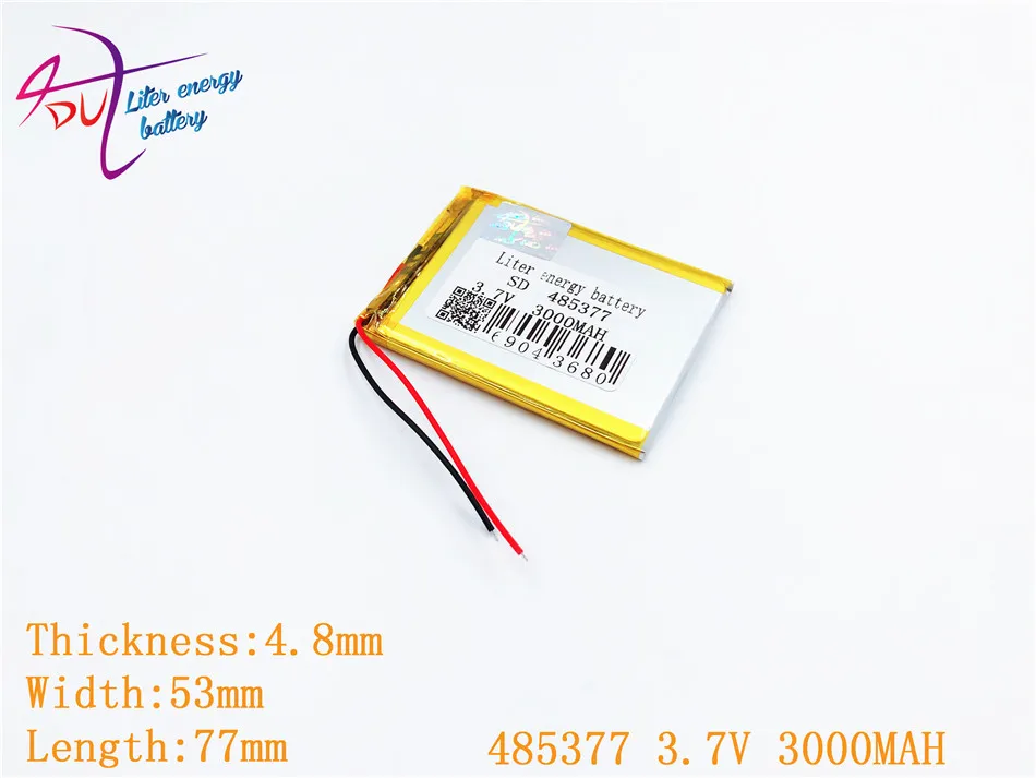 Литиевая батарея размер 485377 3,7 V 3000MAH литий-полимерная батарея с защитной панелью для gps планшетных ПК цифровых продуктов