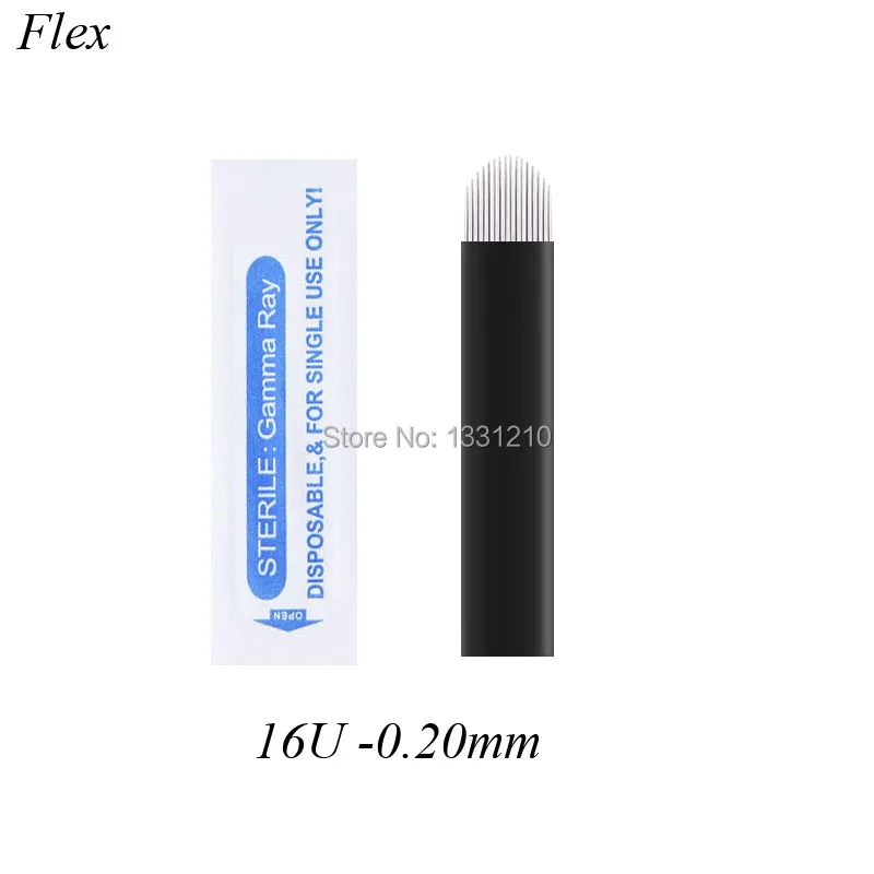 

NANO 50PCS 16U shape Microblading Black 0.20mm Microblading Black Needles Needle Permanent Makeup Accessories