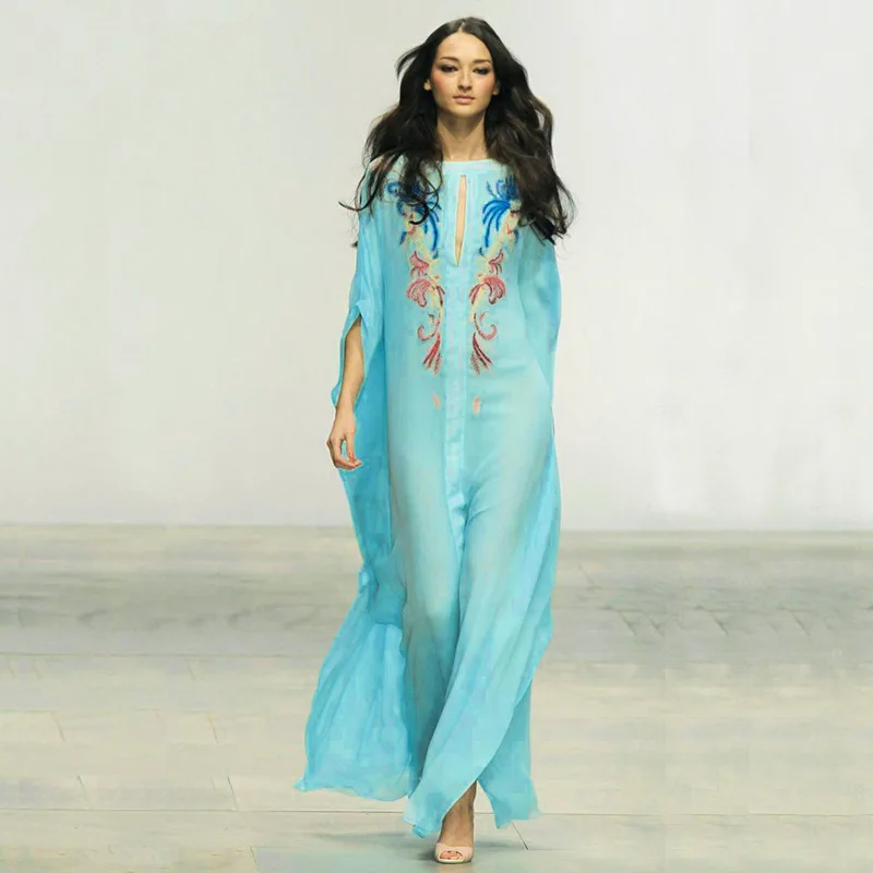 

Women's Beach Tunic Kaftan Praia Plus Size Pareo Beachwear Output Swim Cover Up Woman Dresses Trendy Coverup Bikini Cape Wear