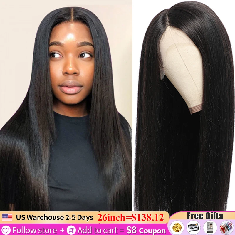 16-28inch Brazilian Straight Lace Front Human Hair Wigs Natural Color 13x1 T Part Wigs For Black Women SOKU 180% DensIty Wig