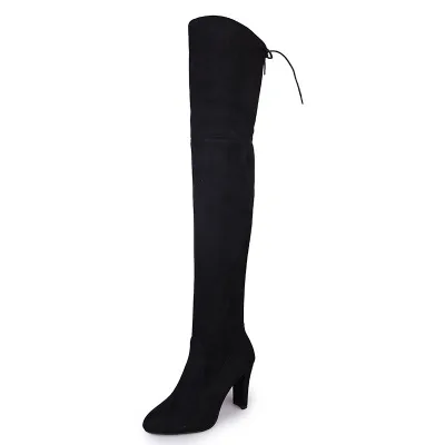 Women High Heel Boots Sexy Party Suede Leather Over the Knee Heels Stretch Flock Winter women high heel boots