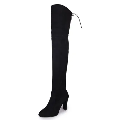 Sexy Party Boots Fashion Suede Leather Shoes Women Over the Knee Heels Boots Stretch Flock Winter High botas 326