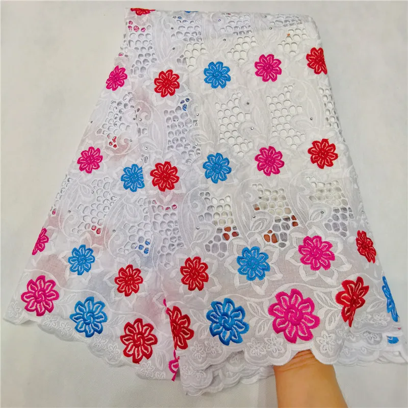 

5 yard Swiss lace fabric 2019 latest heavy beaded embroidery African cotton fabrics Swiss voile lace popular Dubai style HL09041