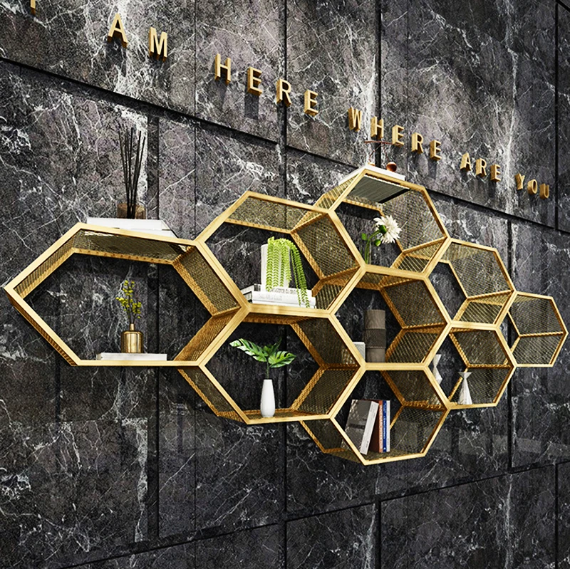 Золотой полый встроенный Diy настенный экран для перегородок книжный шкаф гардероб столовая гостиная офис отель дисплей