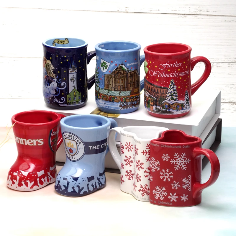 New Christmas Snowflakes, Christmas Boots, Ceramic Cup, Cartoon Cup, Penholder, Milk Coffee Cup cute mug