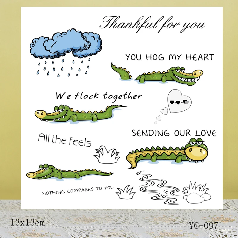 

AZSG Leisurely Mr. Crocodile Clear Stamps/Silicone Transparent Seals for DIY scrapbooking Card Making 13*13cm