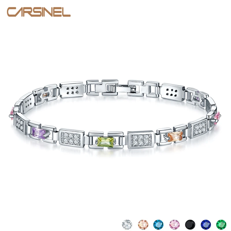 CARSINEL Brand Fashion AAA Cubic Zircon Bracelets for Women Silver Color &amp Bangles Female Jewelry | Украшения и аксессуары