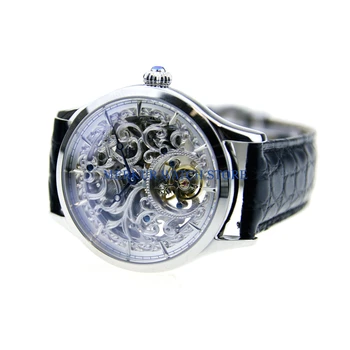 

Merkur Mens Watch Flying Mechanical TianJin ST800K Tourbillon Movement Full Skelenton Luxury Dress