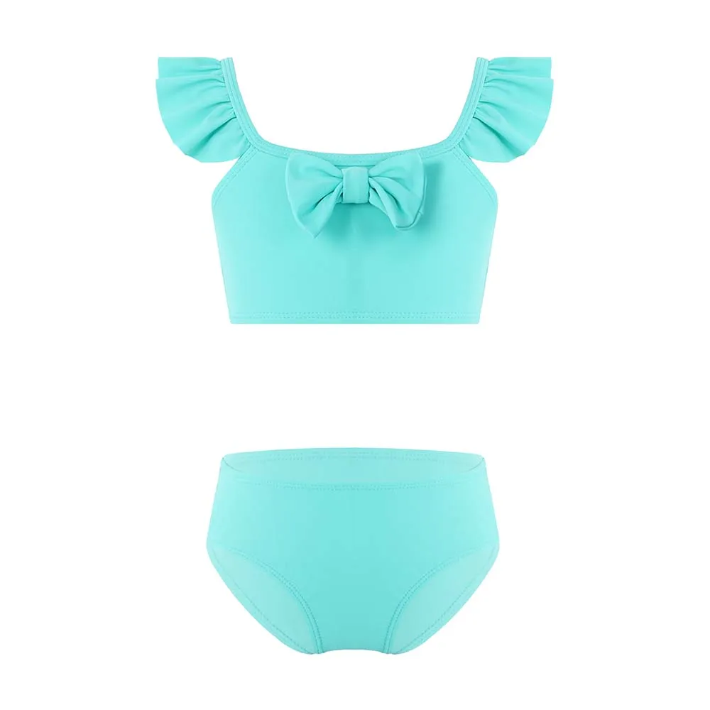 

Kids Girls Swimsuits Beachwear Outfits Swimwear Sets Adjustable Straps Ruffle Bowknot Swim Tops with Bikini Briefs Bathing Suits