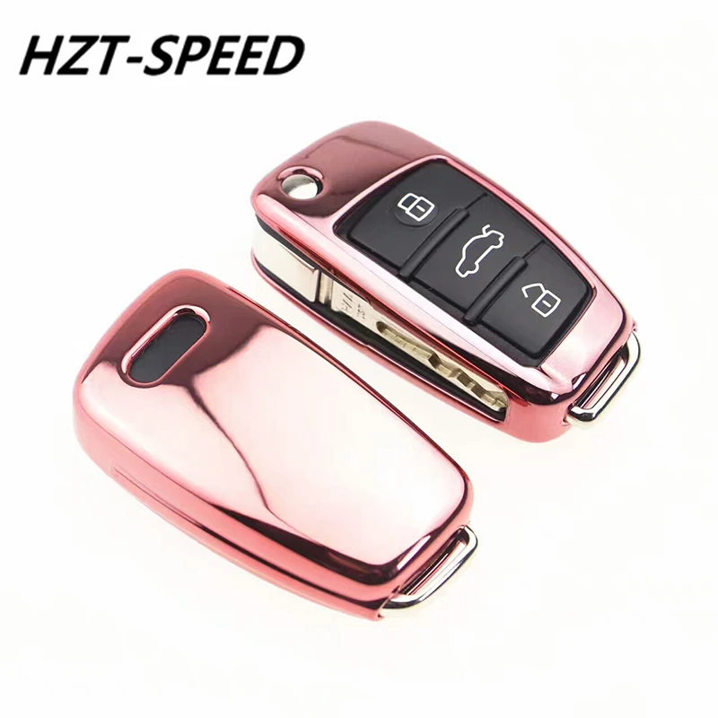 

TPU Soft Car Key Case For Audi Q3 A4L A6L Q5 Q7 A1 A3 Flip Key Cover 6 Colors Available