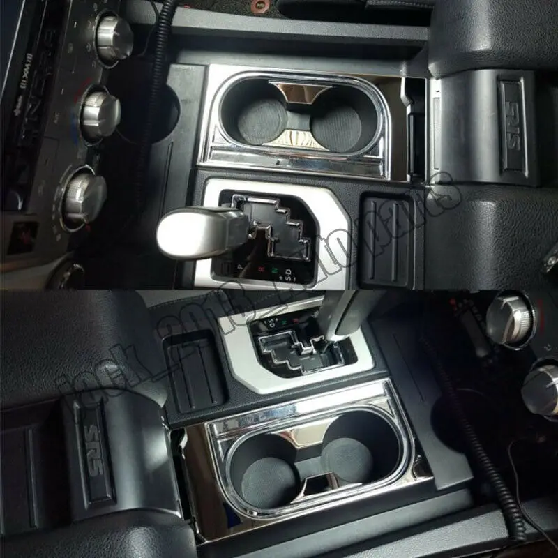 Stainless interior water cup holder frame cover trim For Toyota Tundra