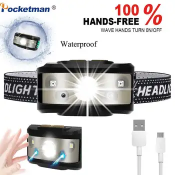 

8000 Lumens USB Rechargeable Headlight Waterproof Head Lights Motion Sensor Camping Fishing Household Hunting