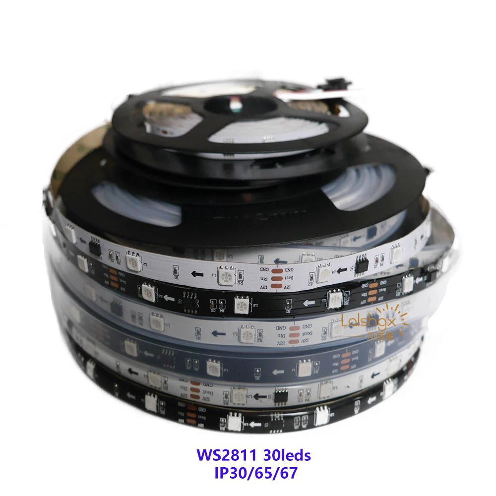 Dc12в 5050 SMD rgb 2811 ленточный светильник адресуемый 30/48/60 светодиодов/м умная