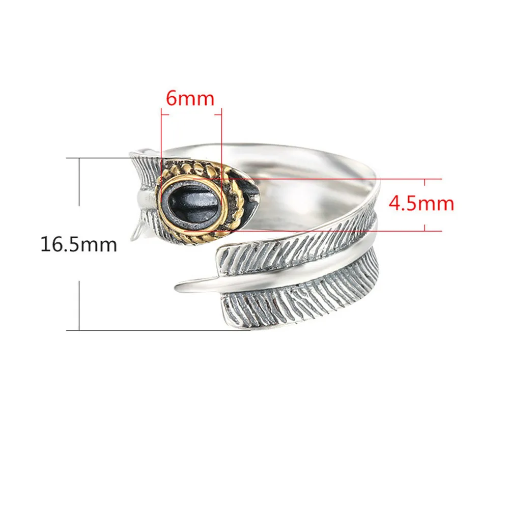Ring Setting for 4.5x6mm Oval Cabochons Feather Shape Ring Blank Thai Sterling Silver Yellow Gold Plated Adjustable Ring Base