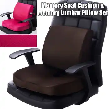 

2 In 1 Bamboo Fiber Memory Foam Seat Cushion Back Cushion Slow Rebound Waist Support Set for Home Office Health Care Chair Pad