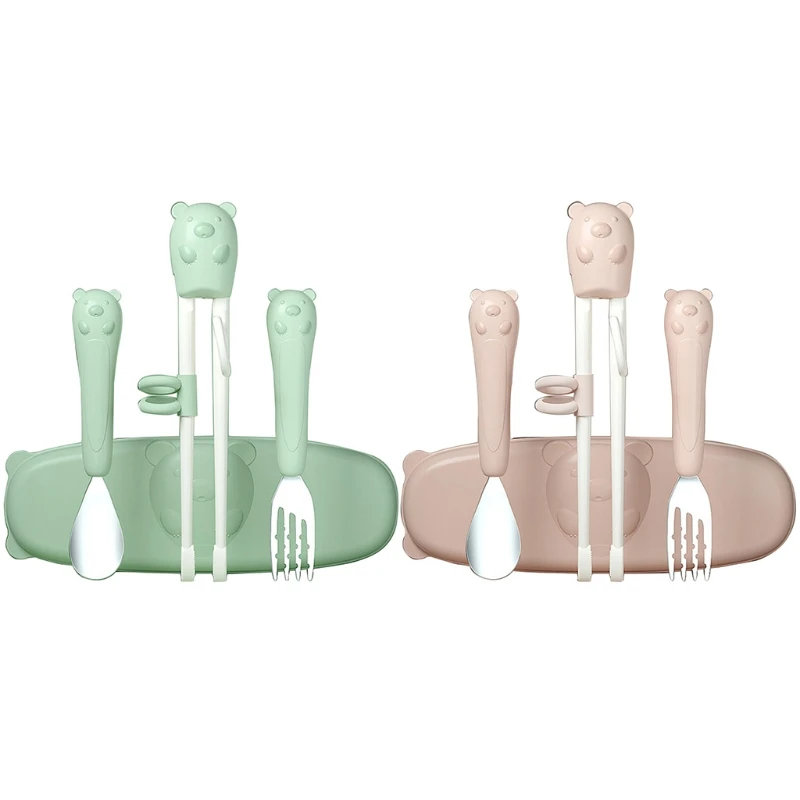 Kids Cutlery Set with Training Spoon Fork Chopsticks and Storage Box for Baby Toddler Promotes Self Feeding Cartoon | Дом и сад
