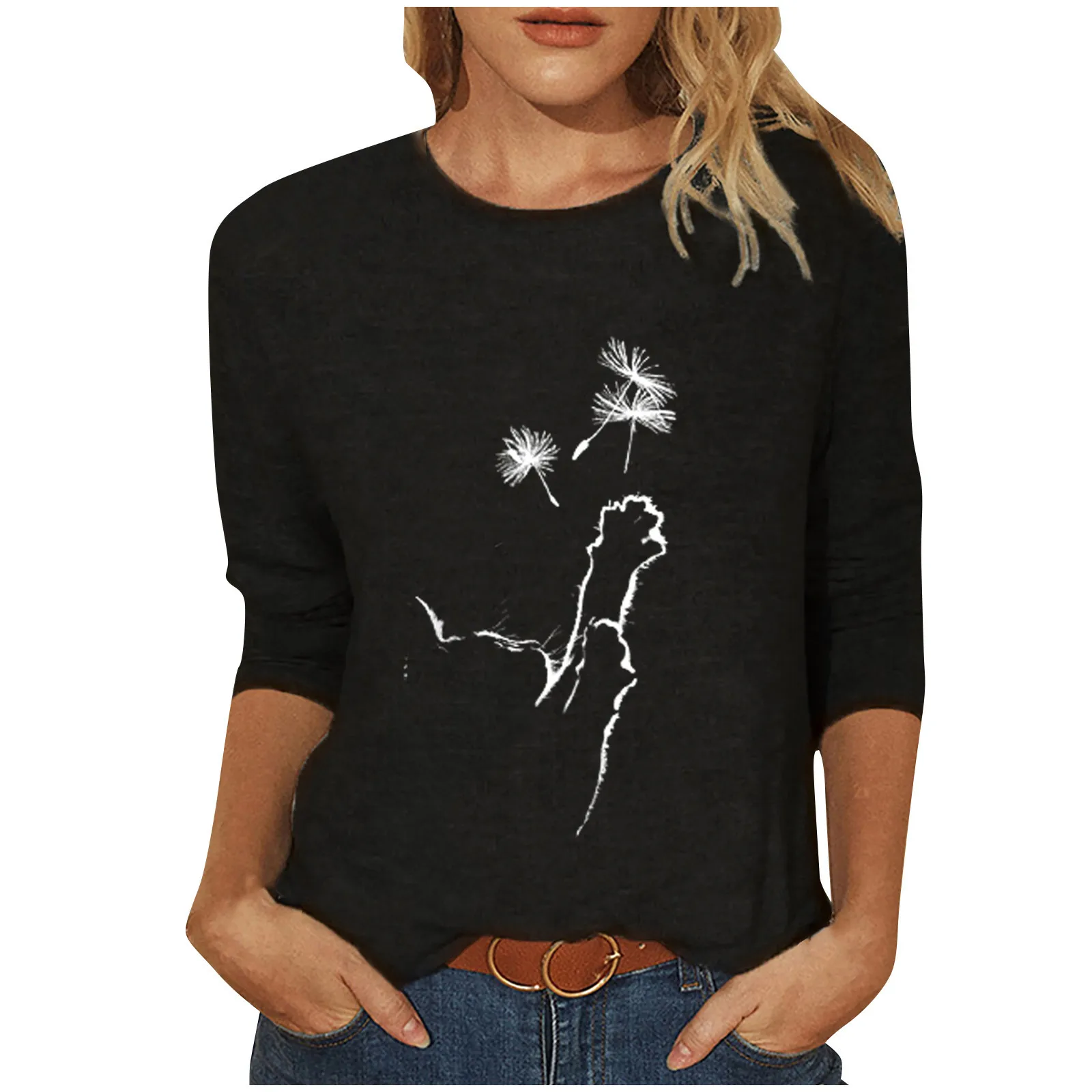 Fashion Blouse 2021 Women Autumn Winter Tops Loose Cat Print Causal Long Sleeve  Top Blouse blouses blusas mujer 2