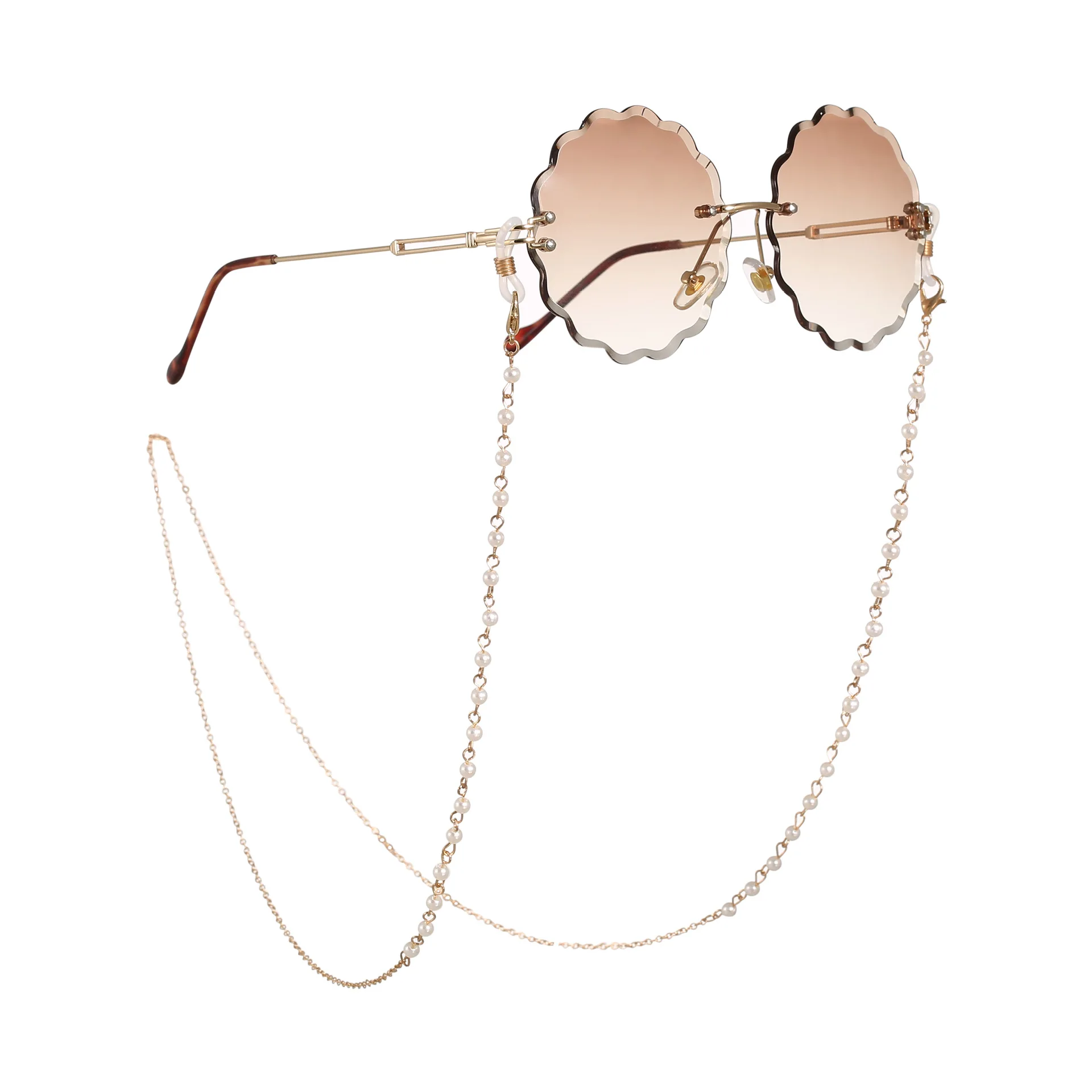 Новые модные Украшенные жемчужными бусинами цепочка для очков для чтения для женщин металлические солнцезащитные очки шнуры Повседневные очки с цепочкой аксессуары для очков