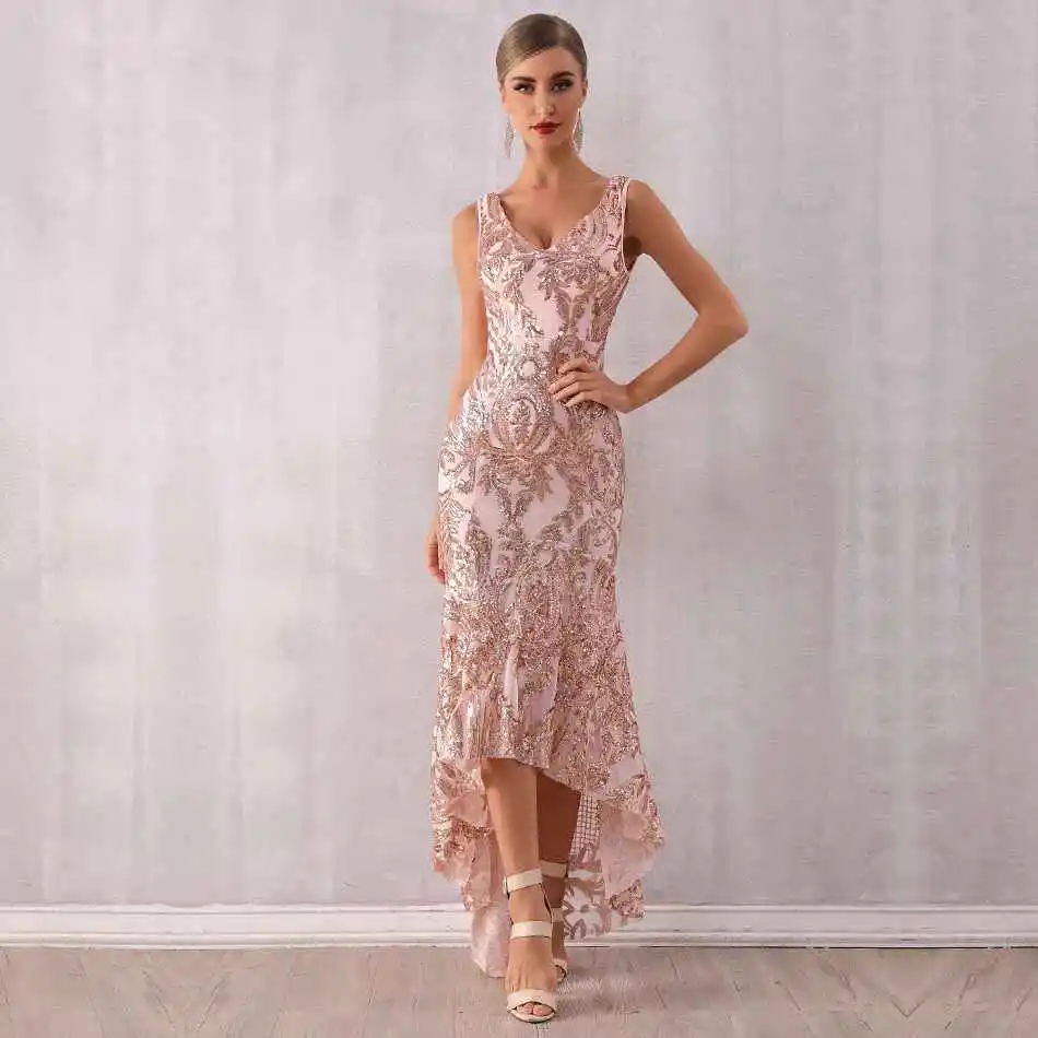 

Seamyla Sexy Sequined Tank V Neck Mermaid Maxi Dresses Summer Long Backless Elegant Sleeveless Evening Club Party Vestidos