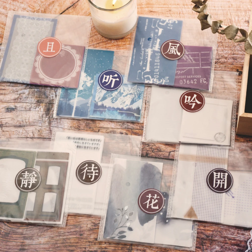 

30PCs/Pack Classical Ink Painting Retro Message Paper Kawaii Note Pad DIY Craft Scrapbooking Natural Printing Planner Stationery