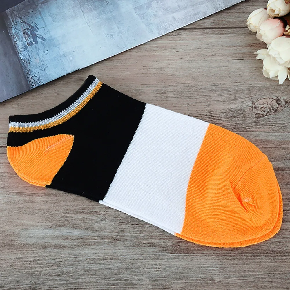 1Pairs Stripe Socks Slippers Unisex Comfortable Cotton Slippers Couple Breathable Funky Short Ankle Socks calcetines divertidos